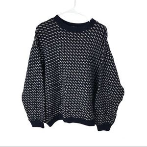 VTG vintage LL Bean SCRIPT Norwegian Birdseye Wool Sweater RARE LARGE